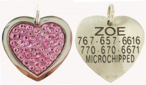 Dog ID Tags  AC562F4 Pet Engraveable ID Tags Swarovski Rhinestone Crystal Heart-01